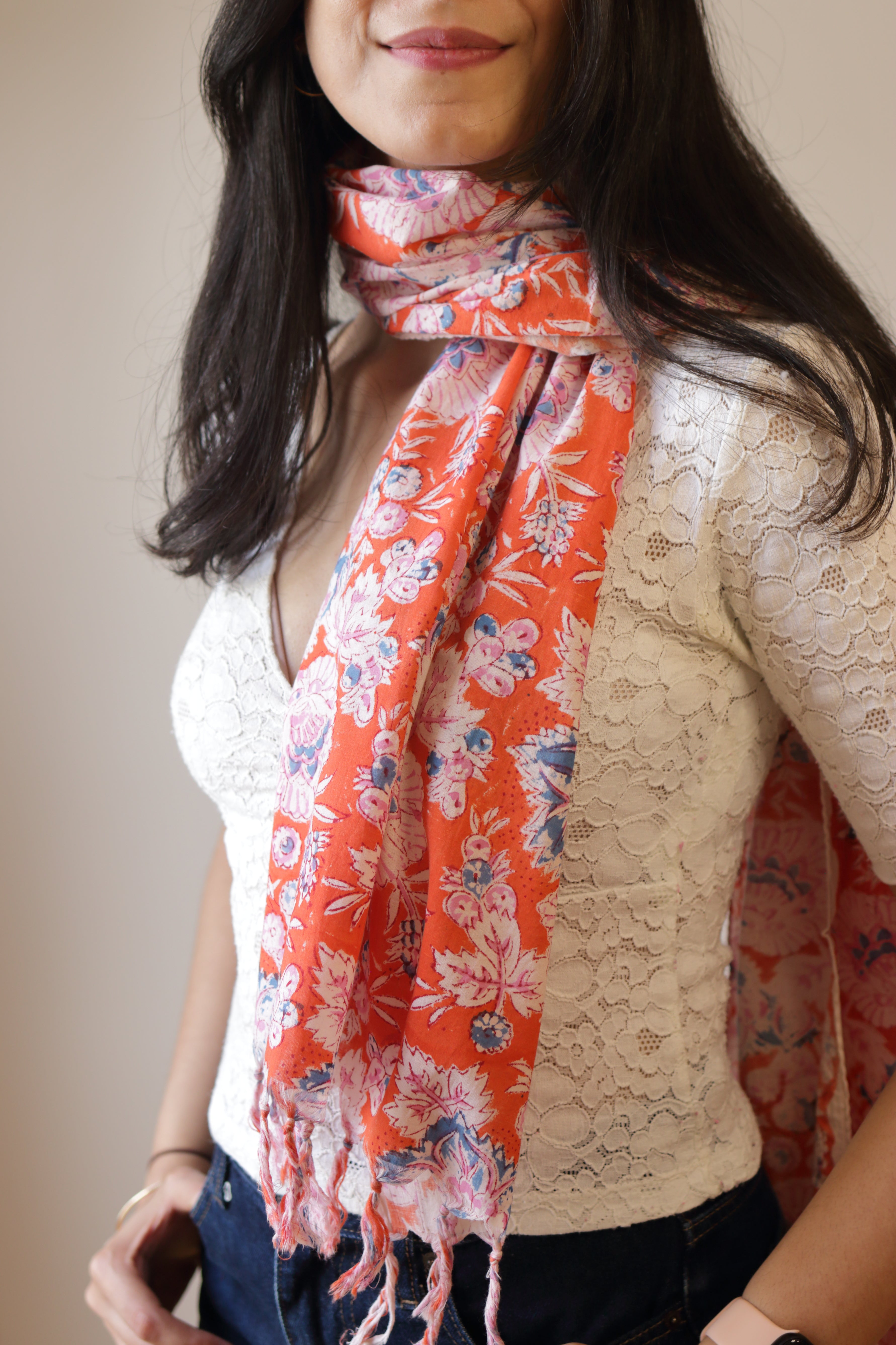 Pari Tangerine cotton stole